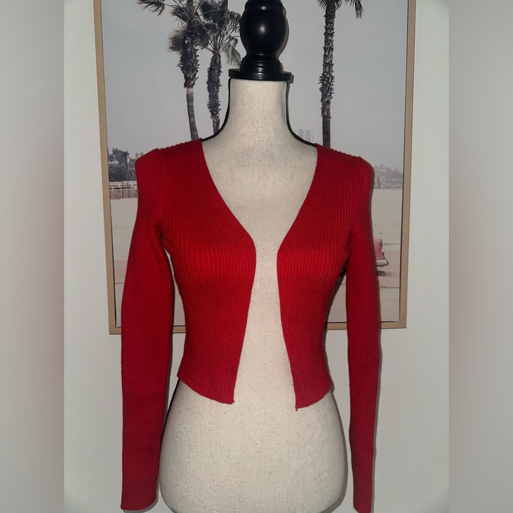 Princess Polly Red Open Front Cardigan XS/S Ribbed Coquette